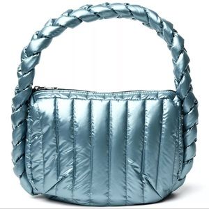 NWT THINK ROYLN KELSIE BAG BRAIDED HOBO in PEARL ICE BLUE